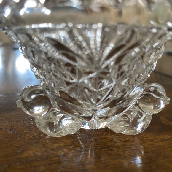 Vintage Hofbauer Byrdes Crystal Trinket Bowl Clear 3 Footed Bird Design Mini - Picture 6 of 10